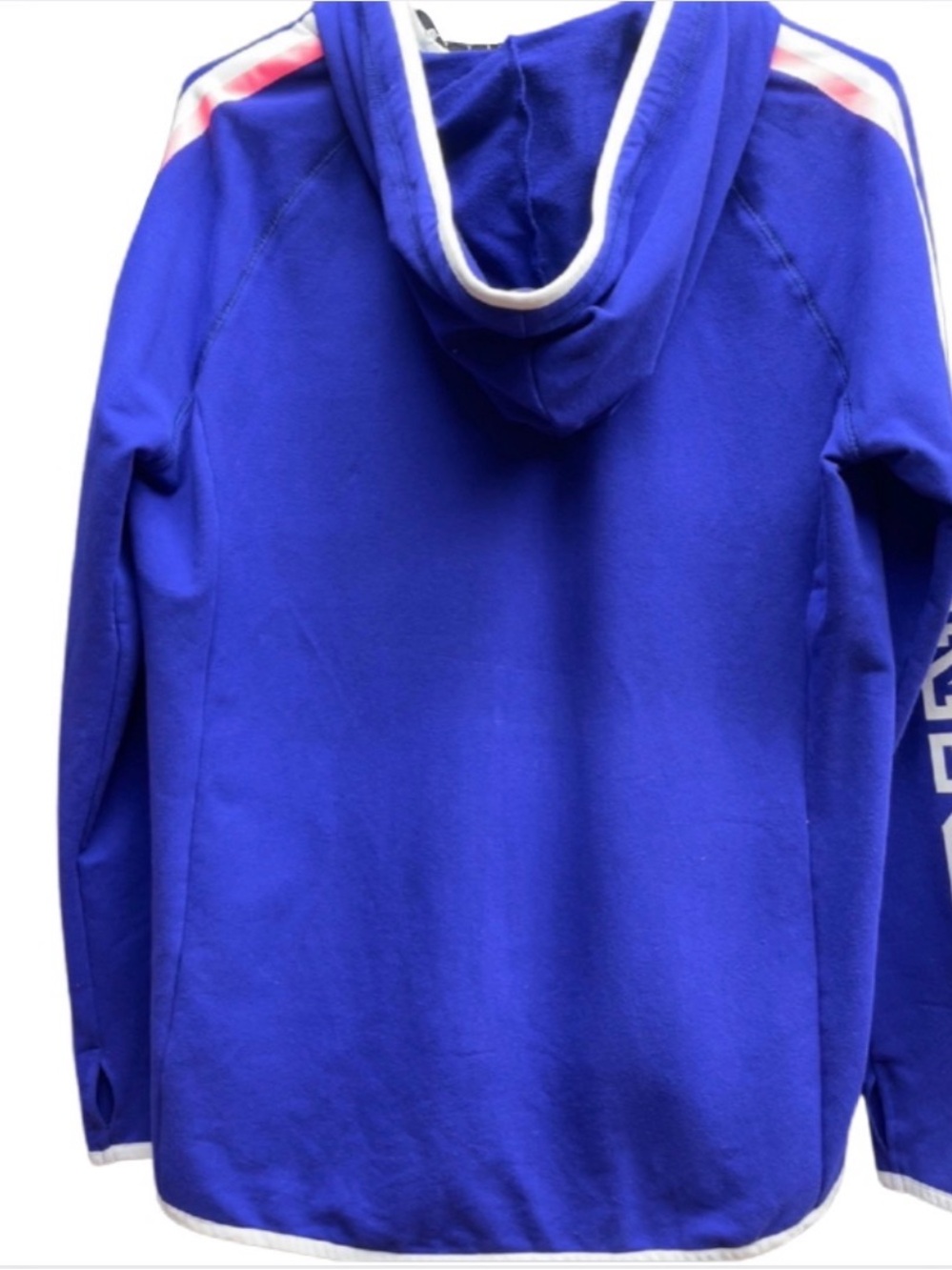 NWT Victoria's Secret PINK Royal Blue Hoodie with Stripes on Sleeves Sz M - Picture 2 of 5
